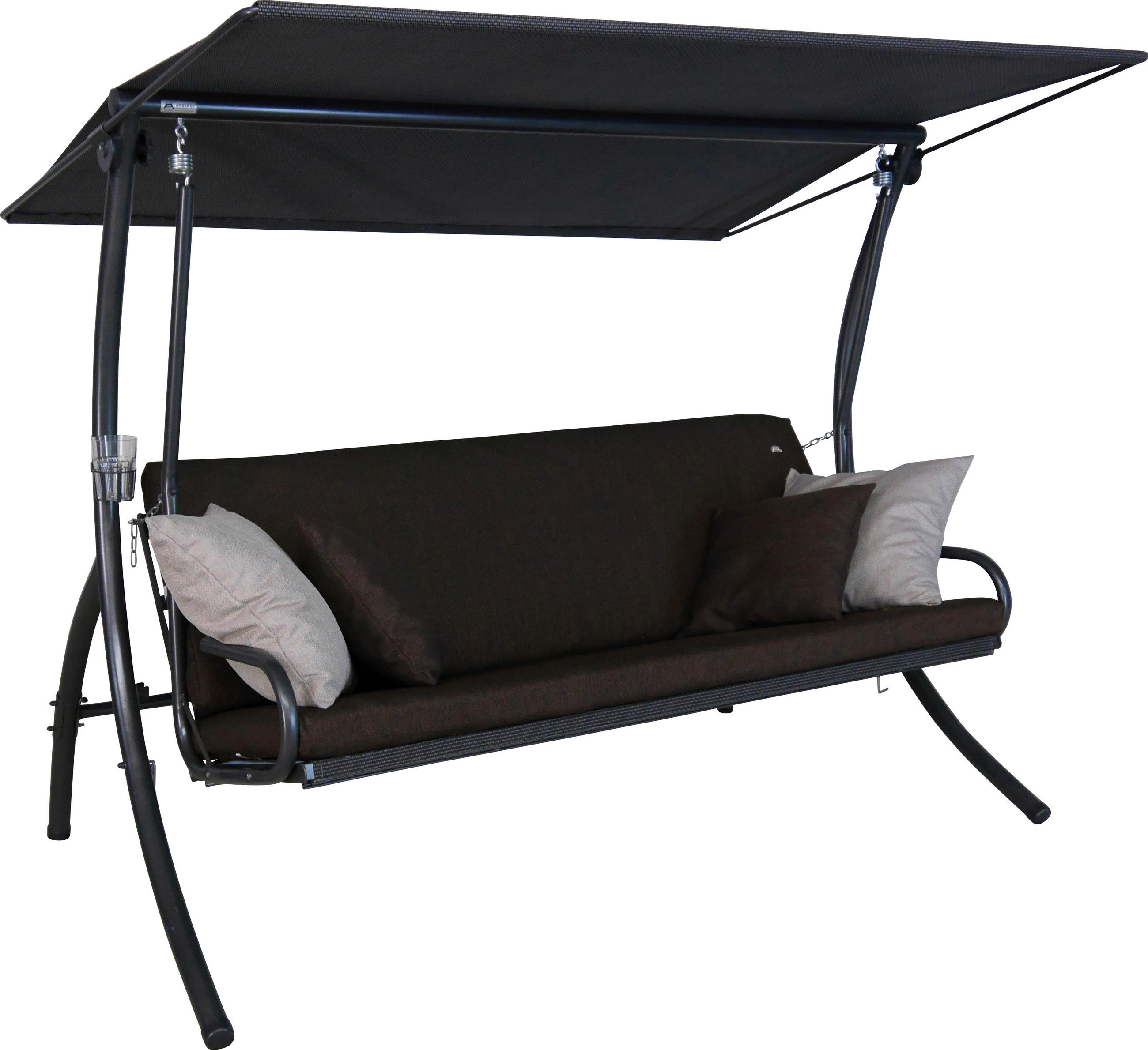 HOLLYWOODSCHAUKEL 210/160/145 cm  - Dunkelgrau/Dunkelbraun, Basics, Textil/Metall (210/160/145cm) - Boxxx