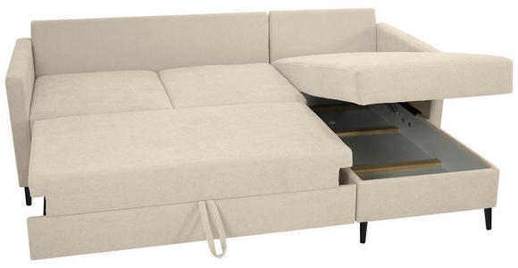 ECKSOFA Beige Chenille  - Beige/Schwarz, KONVENTIONELL, Holz/Textil (159/221cm) - Carryhome