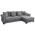 ECKSOFA Dunkelgrau Cord  - Dunkelgrau/Schwarz, KONVENTIONELL, Kunststoff/Textil (318/197cm) - Hom`in
