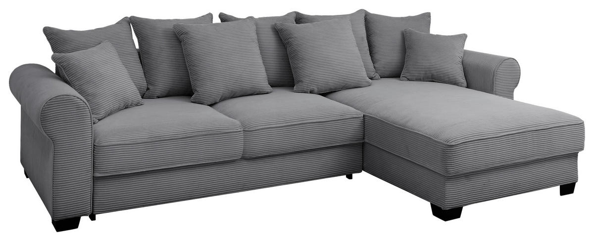 ECKSOFA in Cord Dunkelgrau  - Dunkelgrau/Schwarz, Konventionell, Kunststoff/Textil (318/197cm) - MID.YOU