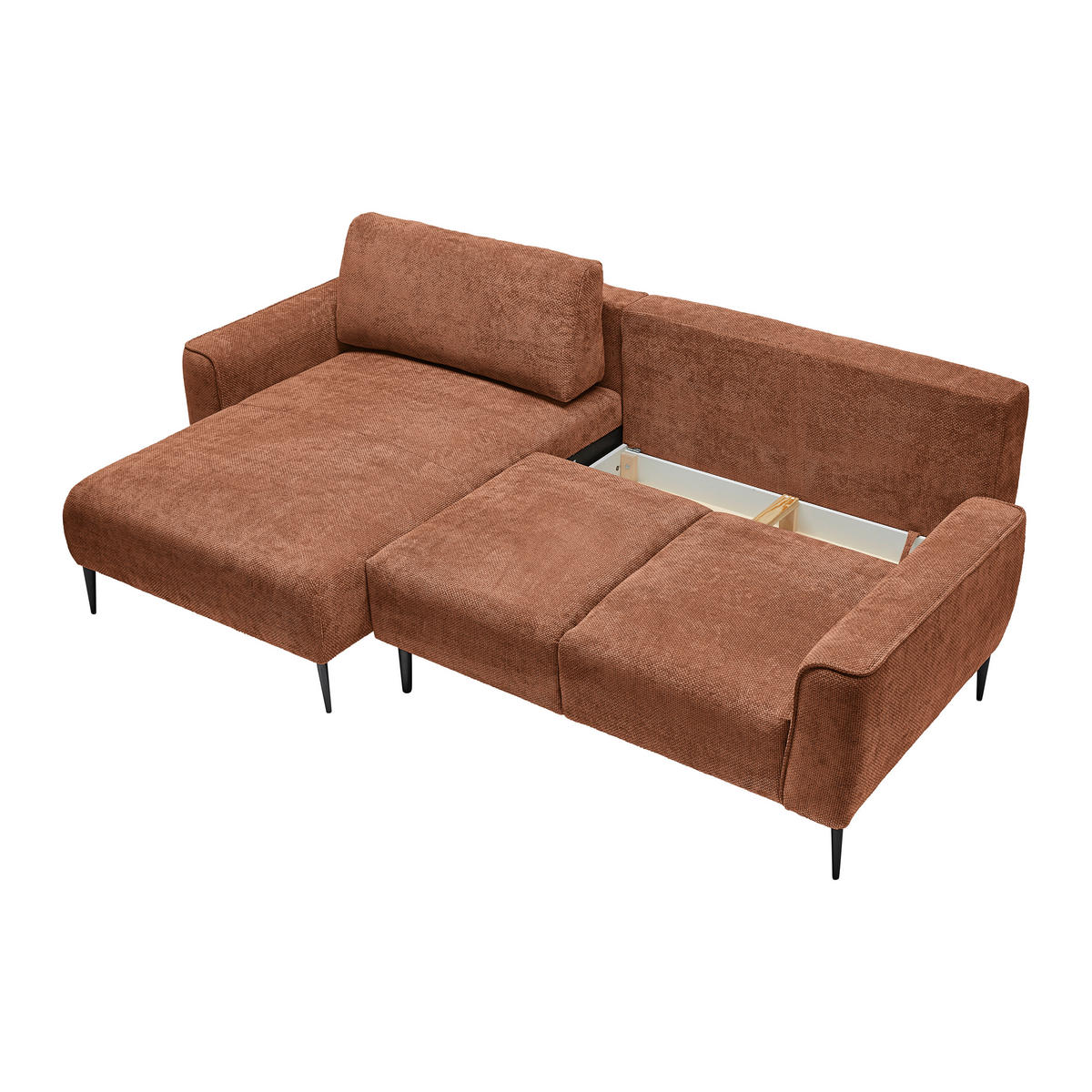 HÖRNSOFFA i vävt tyg terrakotta  - svart/terrakotta, Modern, metall/textil (164/255cm) - MID.YOU