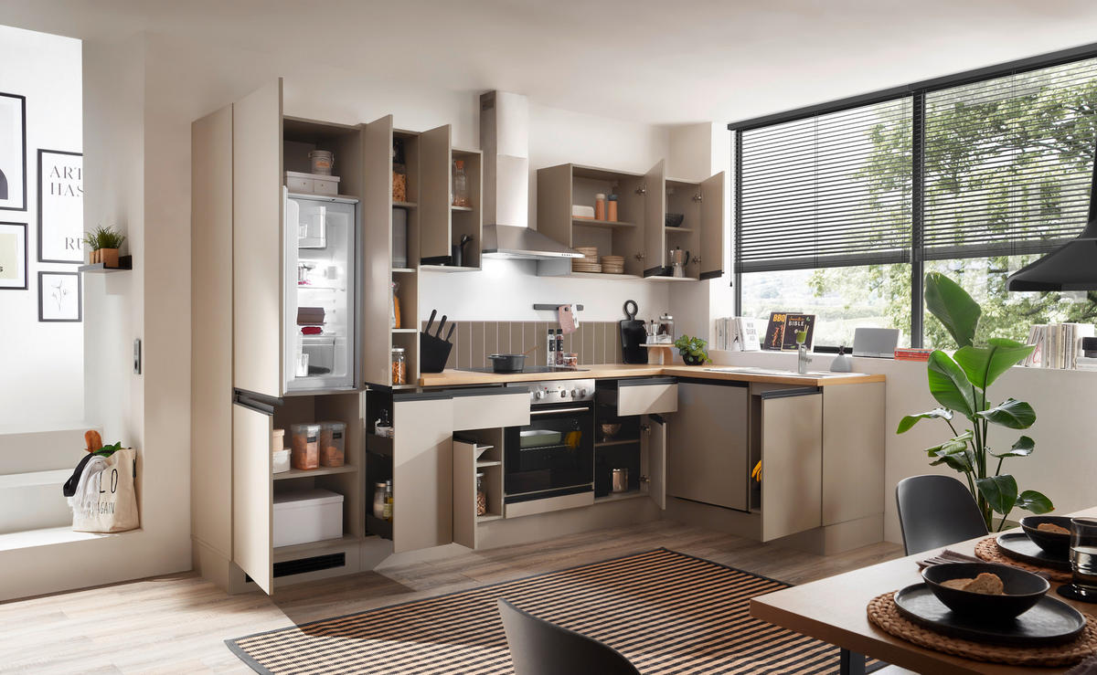 ECKKÜCHE 310/175 cm  in Seidengrau  - Eichefarben/Seidengrau, Trend, Holzwerkstoff/Metall (310/175cm) - P & B