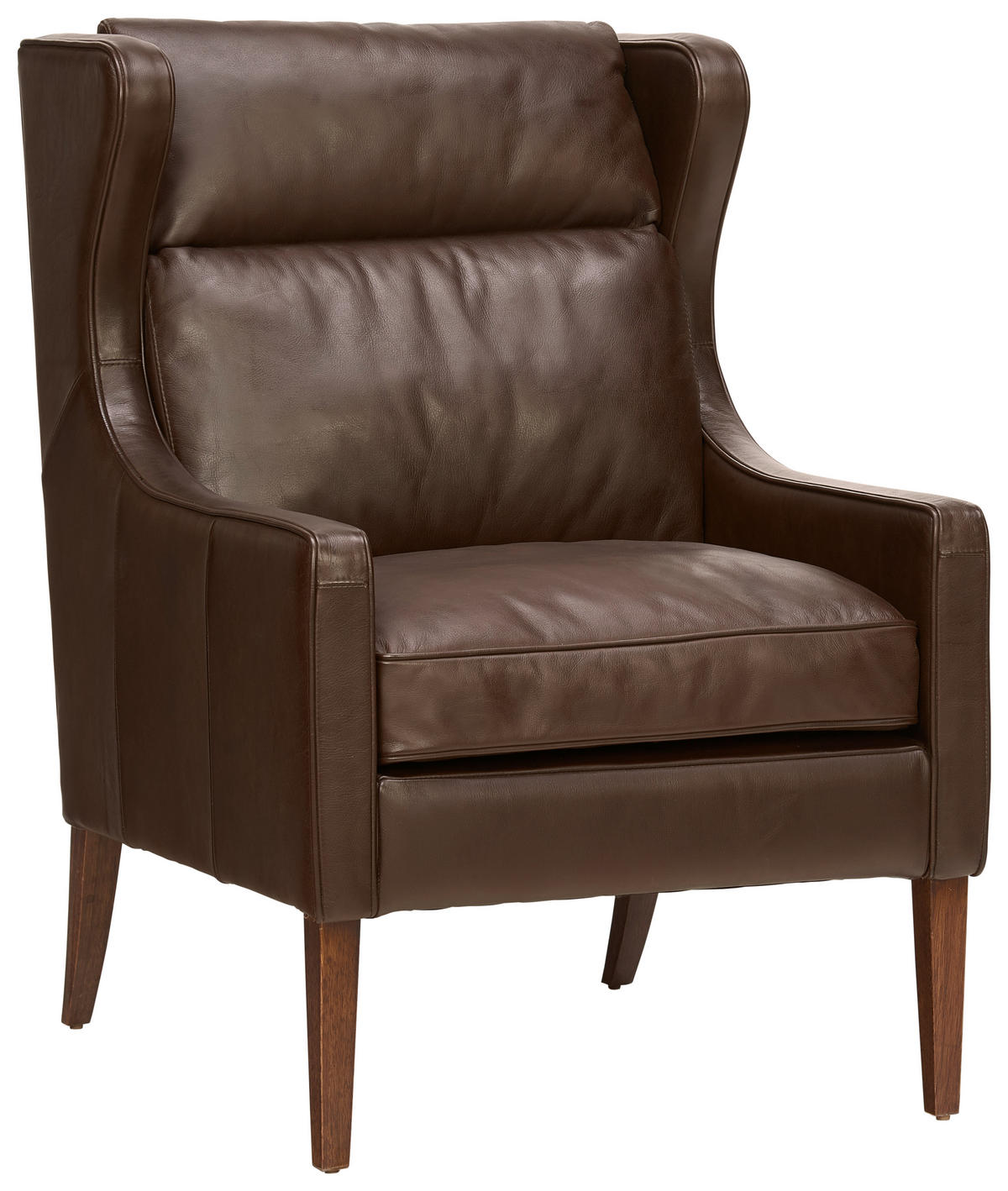 ÖRONLAPPSFÅTÖLJ i trä, läder brun  - brun, Lifestyle, läder/trä (69/103/89cm) - Ambia Home