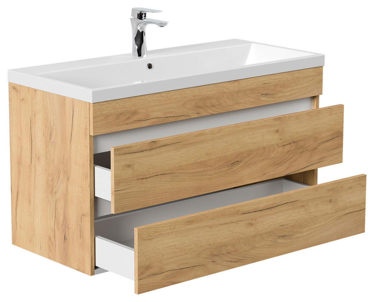 WASCHTISCHKOMBI 100 cm  - Eichefarben/Weiß, Basics, Holzwerkstoff (100cm) - MID.YOU