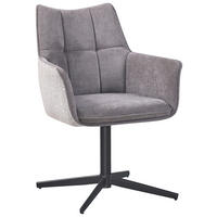 ARMLEHNSTUHL  in Eisen Webstoff, Leinenoptik  - Anthrazit/Schwarz, KONVENTIONELL, Textil/Metall (62/85/62cm) - MID.YOU