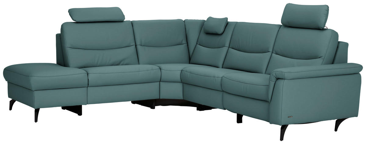 ECKSOFA in Echtleder Opal  249/280 cm  - Anthrazit/Opal, Design, Leder/Metall (249/280cm) - Himolla Komfortklass