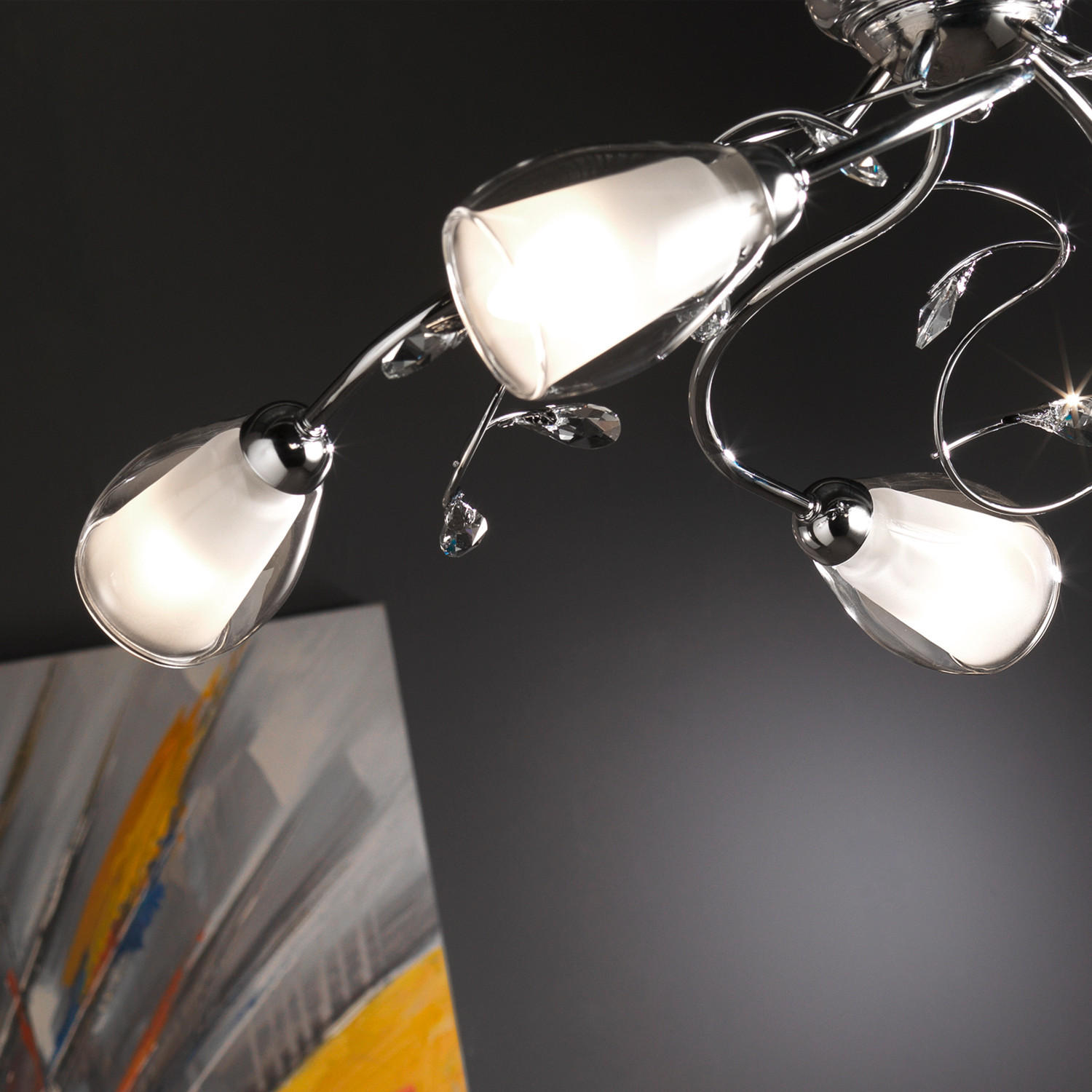 KRONLEUCHTER 80/80/110 cm   - Chromfarben, Basics, Glas/Metall (80/80/110cm)