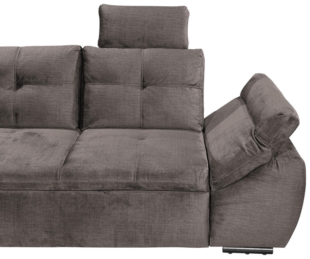 ECKSOFA in Mikrovelours Graubraun  - Graubraun/Schwarz, Konventionell, Kunststoff/Textil (170/275cm) - Carryhome