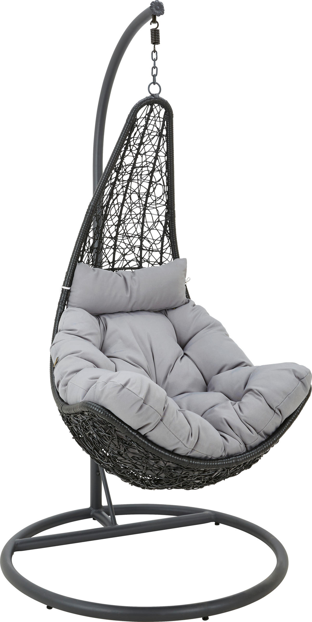 LJULJAŠKA JAJE-VISEĆA STOLICA - siva/crna, Dizajnerski, metal/tekstil (100/190/100cm) - Ambia Garden