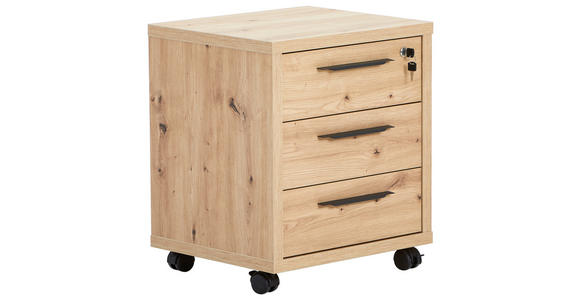 ROLLCONTAINER Eiche Artisan - Anthrazit/Eiche Artisan, Design, Holzwerkstoff/Kunststoff (52/61/44cm) - Carryhome