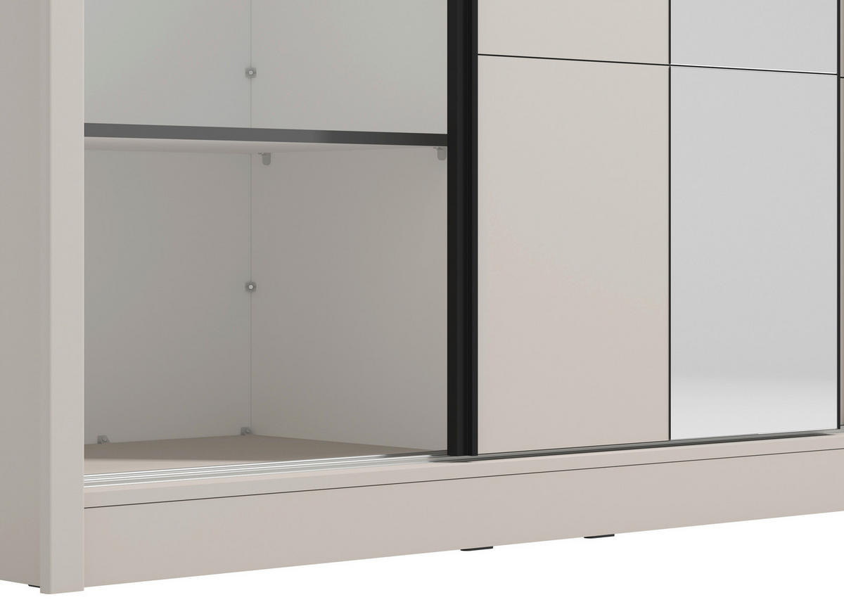 SCHIEBETÜRENSCHRANK 155.5/215,5/60 cm 2-türig Kaschmir  - Kaschmir/Schwarz, MODERN, Holzwerkstoff/Metall (155.5/215,5/60cm) - MID.YOU