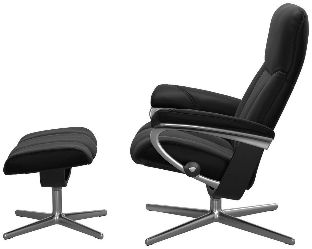 RELAXSESSELSET in Leder Schwarz  - Alufarben/Schwarz, Natur, Leder (82/102/72cm) - Stressless