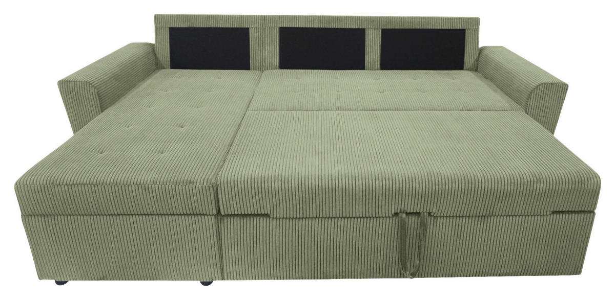 ECKSOFA TERMOLI Mintgrün Cord  - Schwarz/Mintgrün, Design, Kunststoff/Textil (155/231cm) - MID.YOU