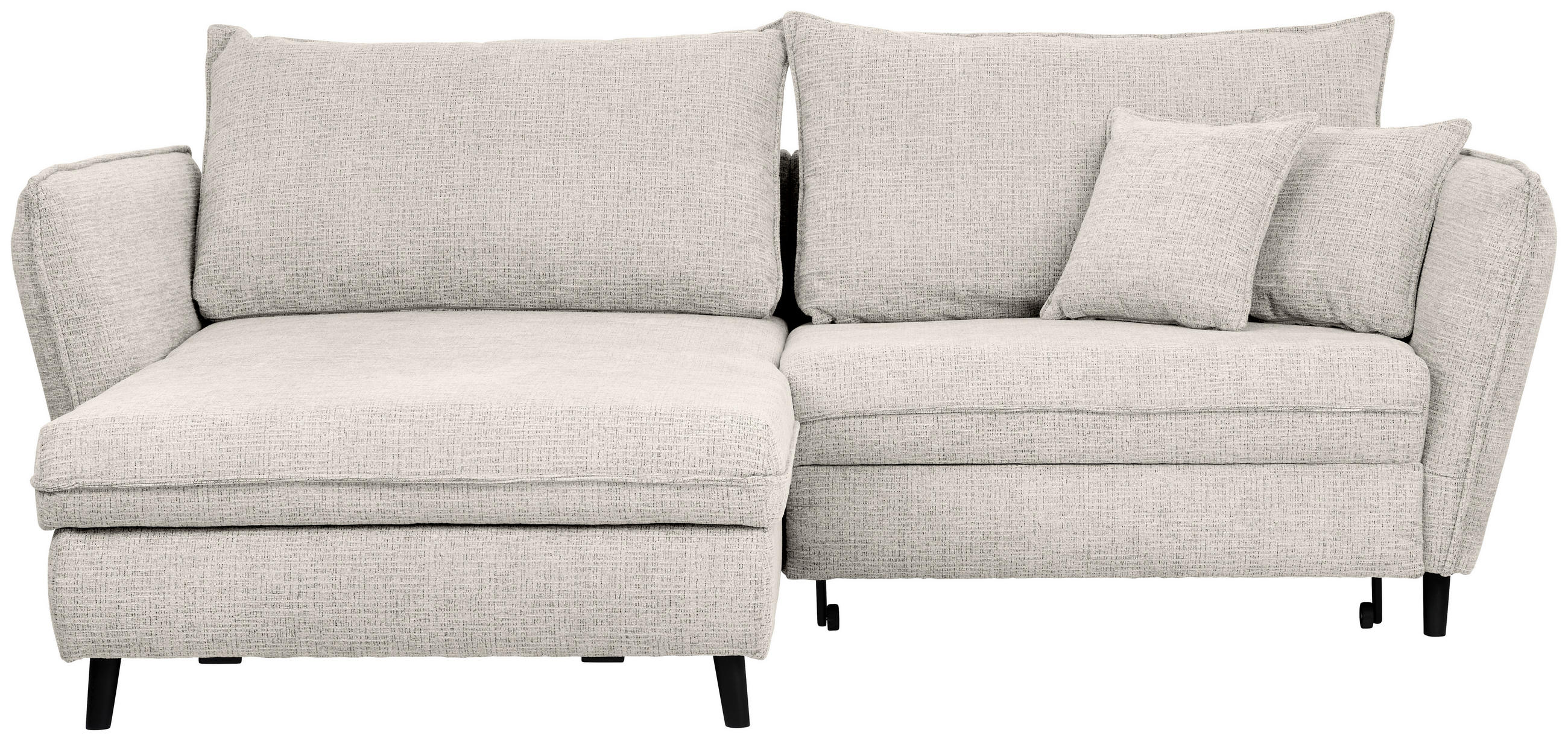 ECKSOFA inkl. Funktionen Creme Struktur  - Creme/Schwarz, Design, Holz/Textil (245/161cm) - Stylife