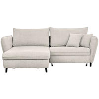 ECKSOFA inkl. Funktionen in Struktur Creme  - Creme/Schwarz, Design, Holz/Textil (245/161cm) - Stylife