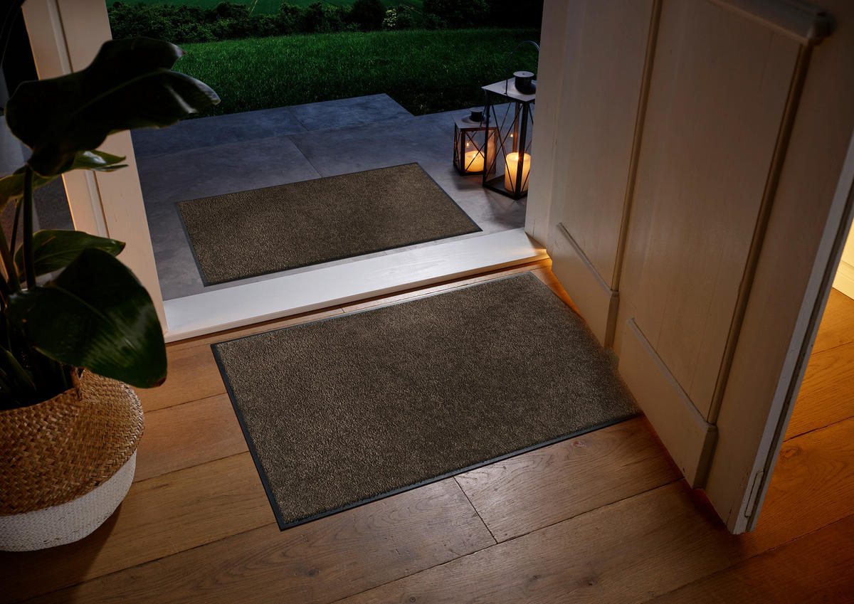 FUßMATTE 60/90 cm Espresso Brown  - Braun, KONVENTIONELL, Kunststoff/Textil (60/90cm) - wash+dry