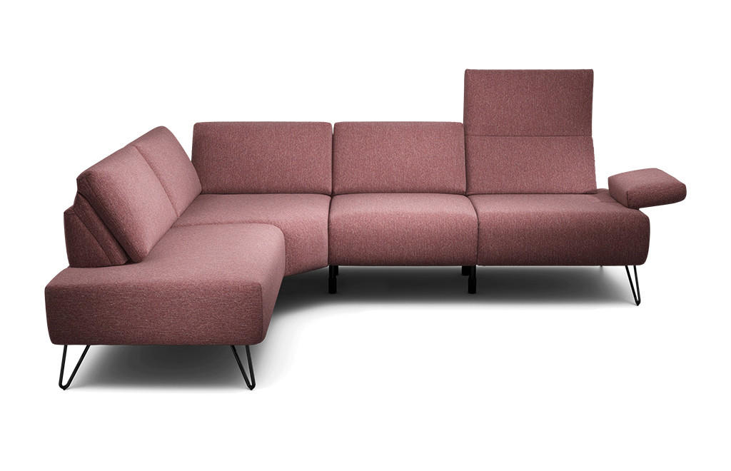 ECKSOFA Cosy Rot Chenille  - Rot/Schwarz, Design, Textil/Metall (193/248-263cm) - SENSOO