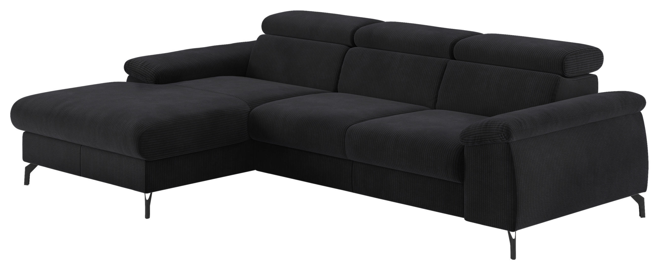 ECKSOFA in Cord Schwarz  - Schwarz, Design, Textil/Metall (166/244cm) - Livetastic