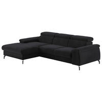 ECKSOFA in Cord Schwarz  - Schwarz, Design, Textil/Metall (166/244cm) - Livetastic