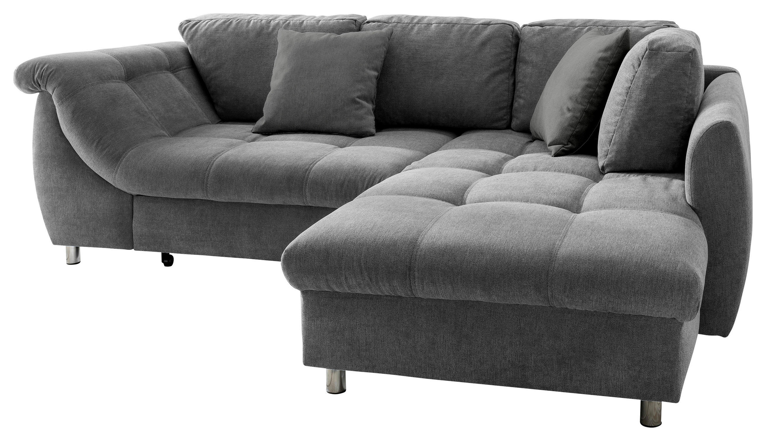 ECKSOFA Dunkelgrau Mikrofaser  - Chromfarben/Dunkelgrau, Design, Textil (250/190cm) - Livetastic