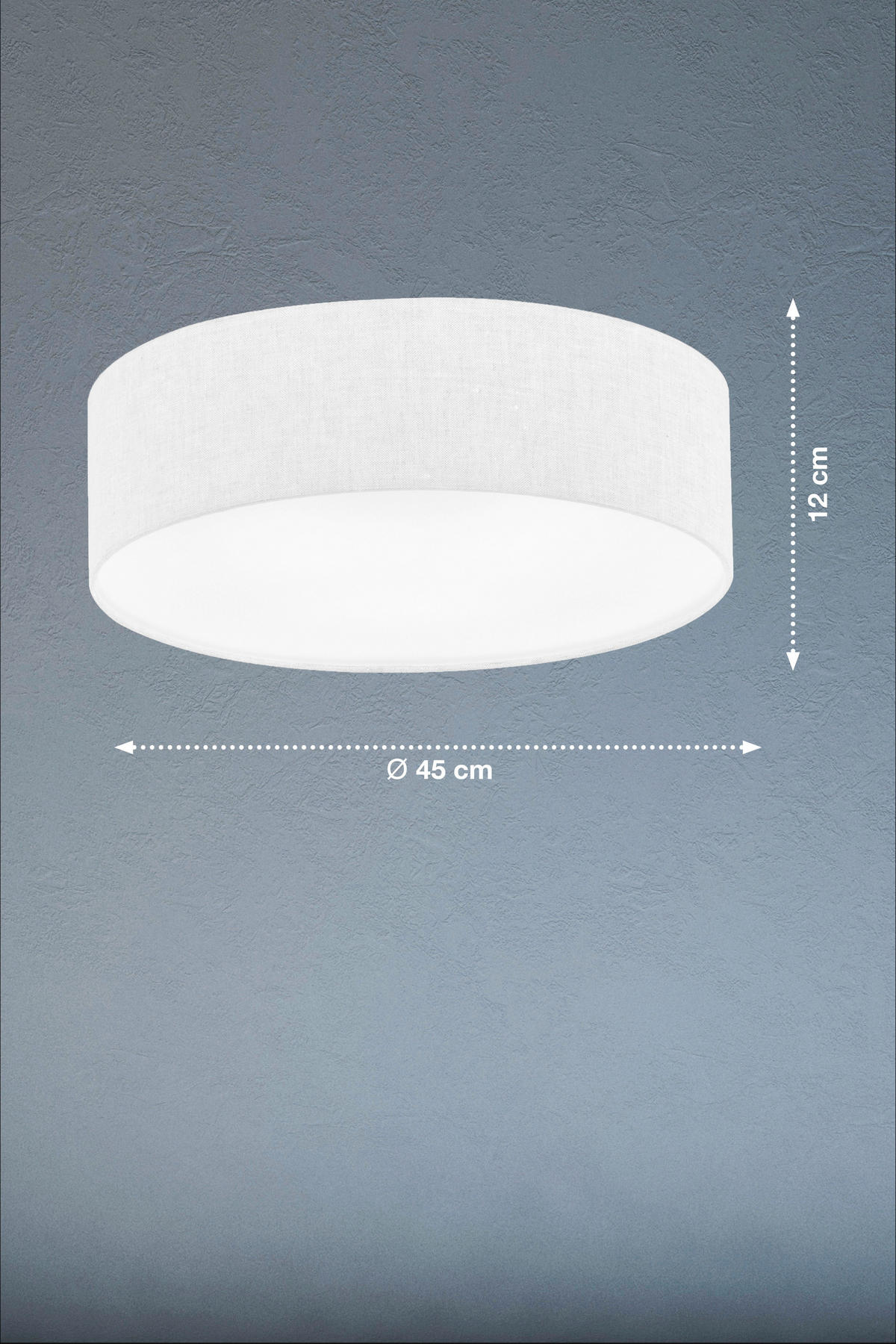 DECKENLEUCHTE Maat 45/10 cm   - Weiß, Basics, Textil/Metall (45/10cm) - Fischer & Honsel