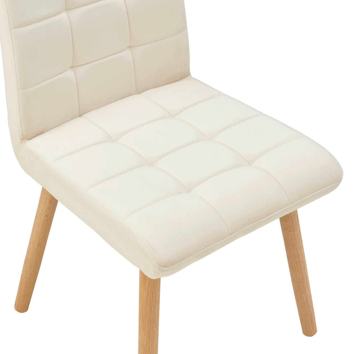 STUHL Samt Beige, Eichefarben Eiche massiv  - Eichefarben/Beige, MODERN, Holz/Textil (47/89/61cm) - MID.YOU