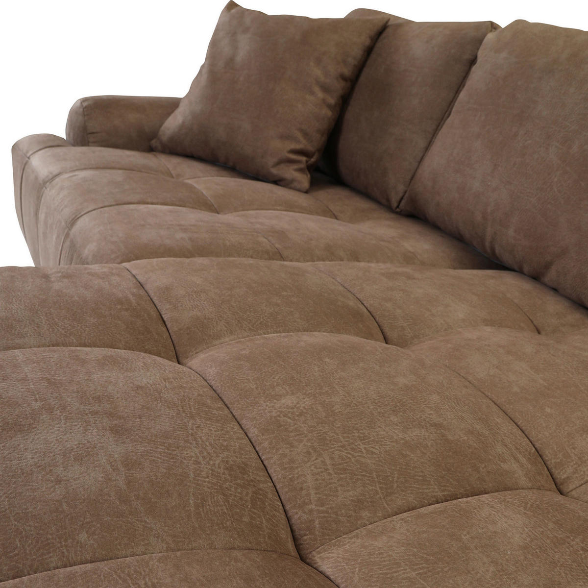 ECKSOFA Braun Lederlook  - Schwarz/Braun, KONVENTIONELL, Kunststoff/Textil (286/195cm) - Ambia Home