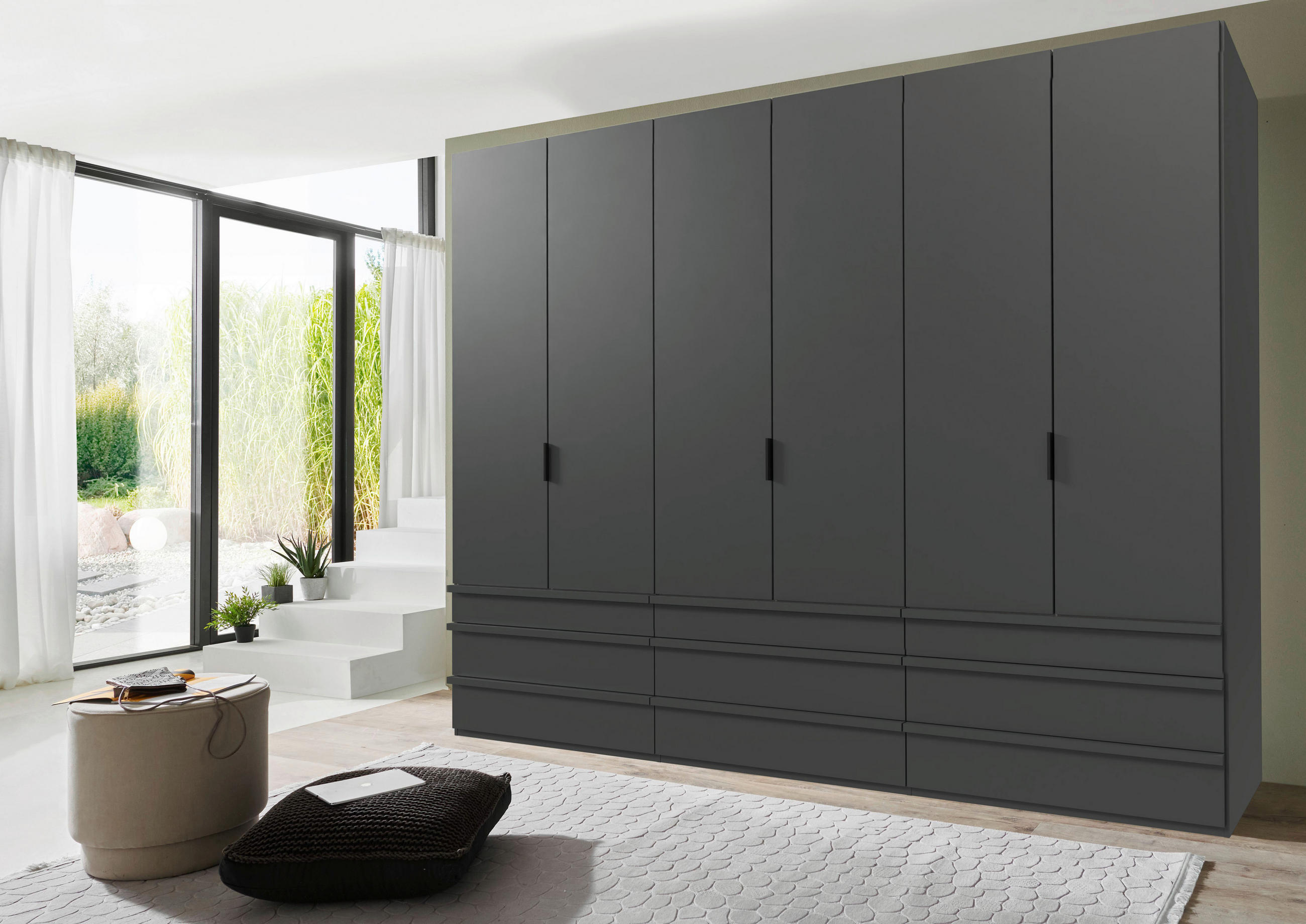FALTTÜRENSCHRANK 300/236/58 cm 6-türig Graphitfarben  - Schwarz/Graphitfarben, Design, Holzwerkstoff (300/236/58cm) - Boxxx