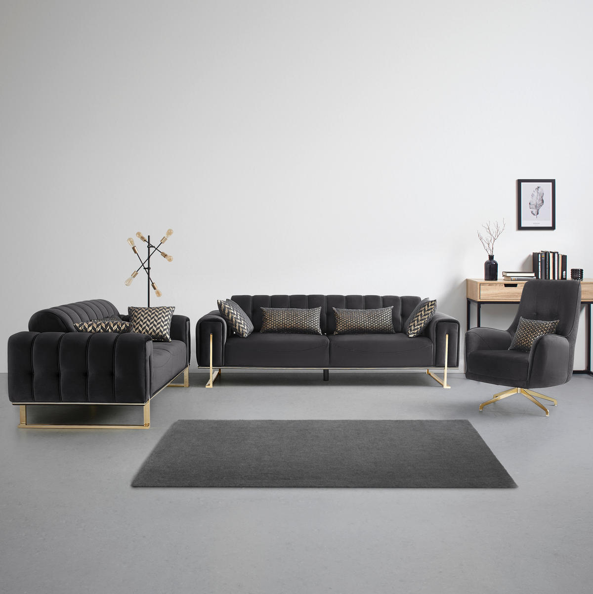 Fotoliu din textil, negru - negru, Lifestyle, metal/textil (80/100/85cm) - Based