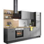 KÜCHENBLOCK 290 cm   in Graphitfarben, Grau, Eichefarben  - Edelstahlfarben/Eichefarben, Design, Holzwerkstoff/Metall (290cm) - Xora