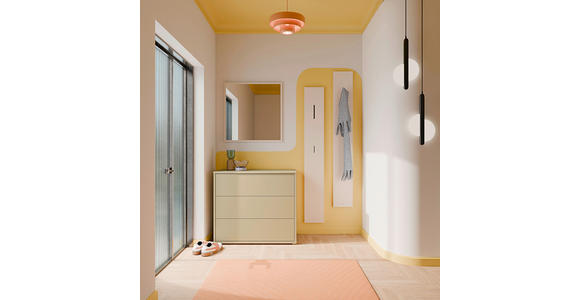 KOMMODE , 95/83/42 cm, 3 Schublade(n)  - Silberfarben/Hellgelb, Trend, Holzwerkstoff/Kunststoff (95/83/42cm) - Carryhome