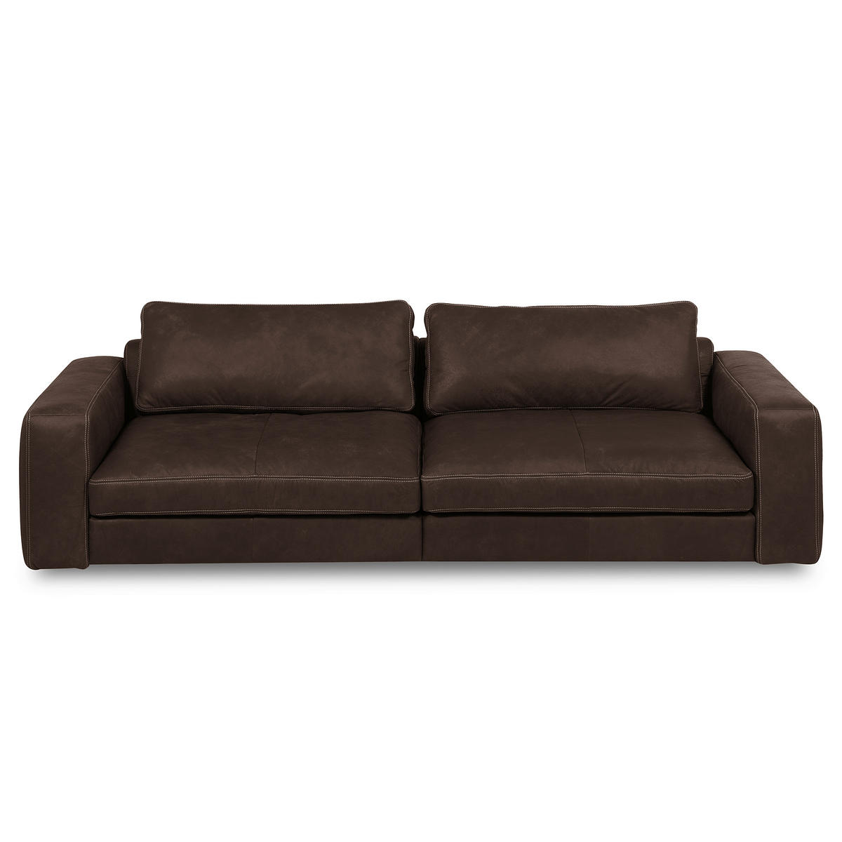 3-SITZER-SOFA  in Echtleder Dunkelbraun   - Dunkelbraun/Beige, Design, Leder/Kunststoff (300/85/123cm) - Livetastic
