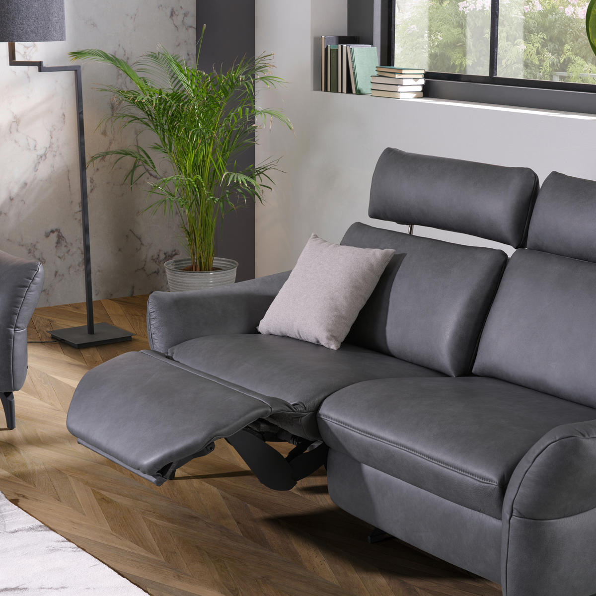 2-SITZER-SOFA in Echtleder Anthrazit  - Anthrazit, Design, Leder/Metall (186/92/97cm) - Himolla Komfortklass