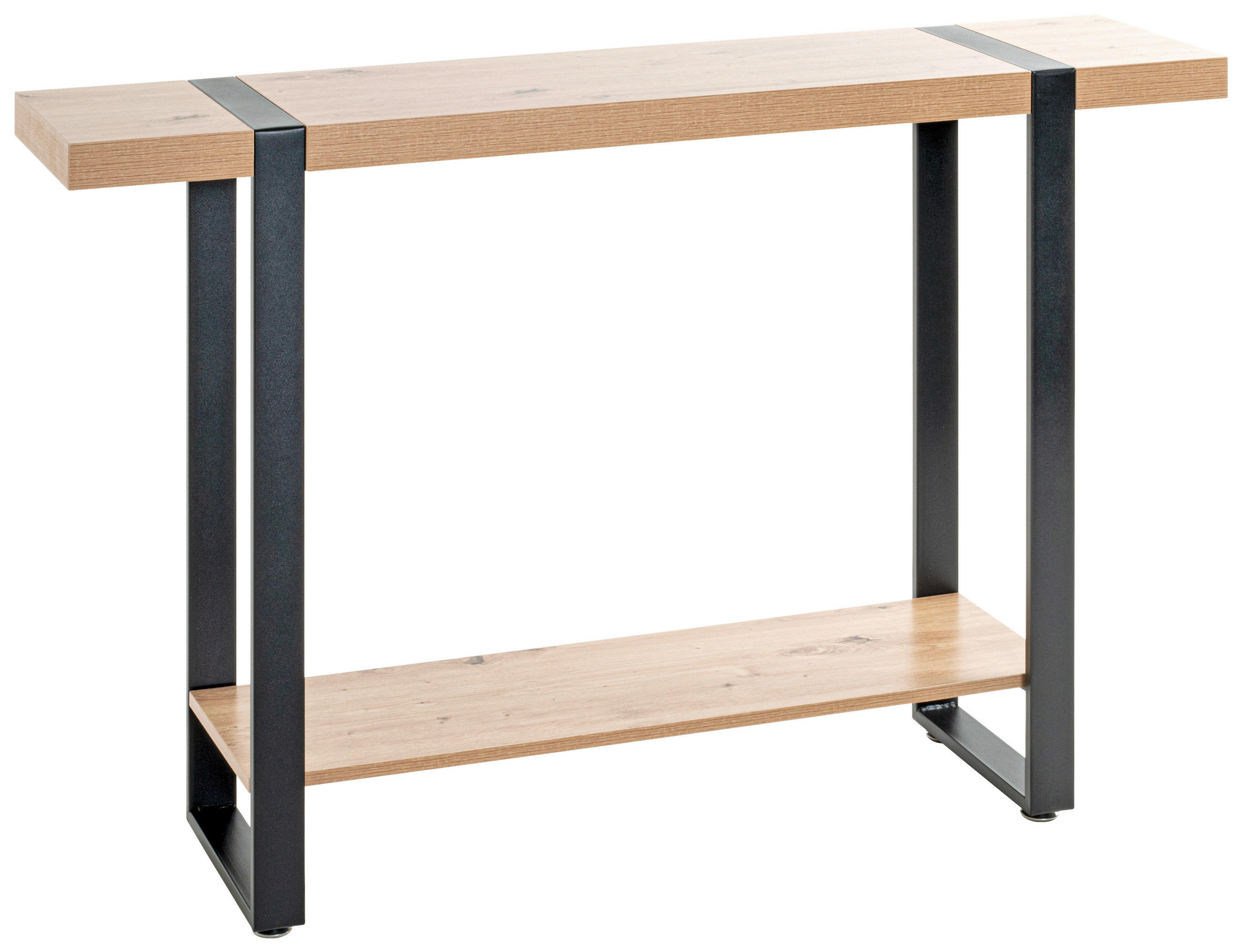 KONSOLENTISCH Schwarz, Eichefarben  - Eichefarben/Schwarz, Design, Holzwerkstoff/Metall (120/30/82cm)