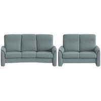 SITZGARNITUR  in Flachgewebe Graublau  - Graublau/Alufarben, KONVENTIONELL, Textil/Metall (218/156/107/103/95cm) - Beldomo Comfort