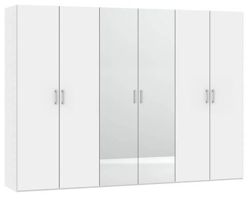DREHTÜRENSCHRANK 303/195/59 cm 6-türig Weiß  - Chromfarben/Weiß, Design, Glas/Holzwerkstoff (303/195/59cm) - Boxxx