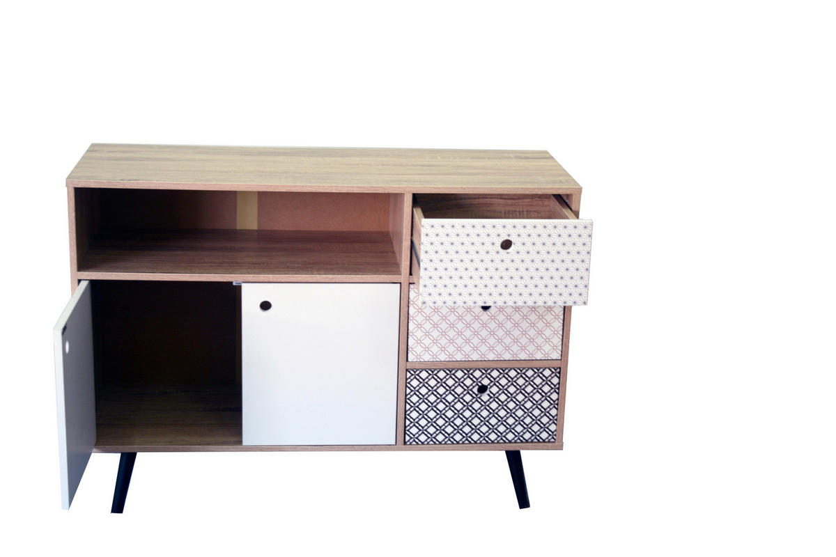SIDEBOARD  in 106,5/77/39 cm  - Eichefarben/Multicolor, Design, Holzwerkstoff (106,5/77/39cm) - Livetastic
