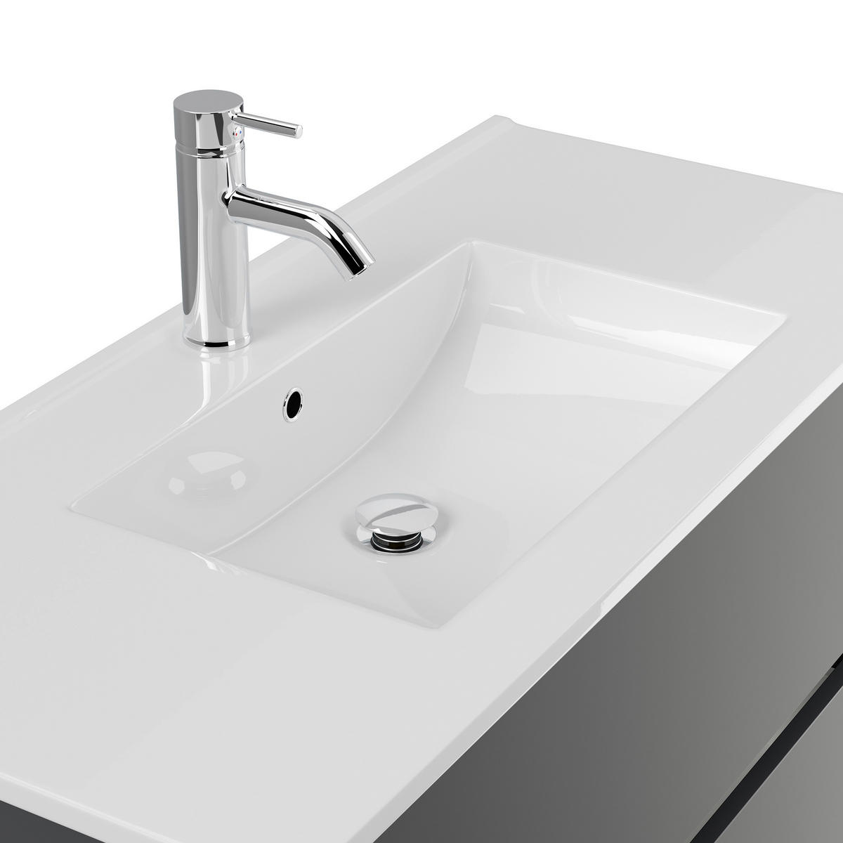 BADEZIMMER 2-teilig  in 100 cm  - Graphitfarben/Weiß, Basics, Keramik/Holzwerkstoff (100cm) - MID.YOU