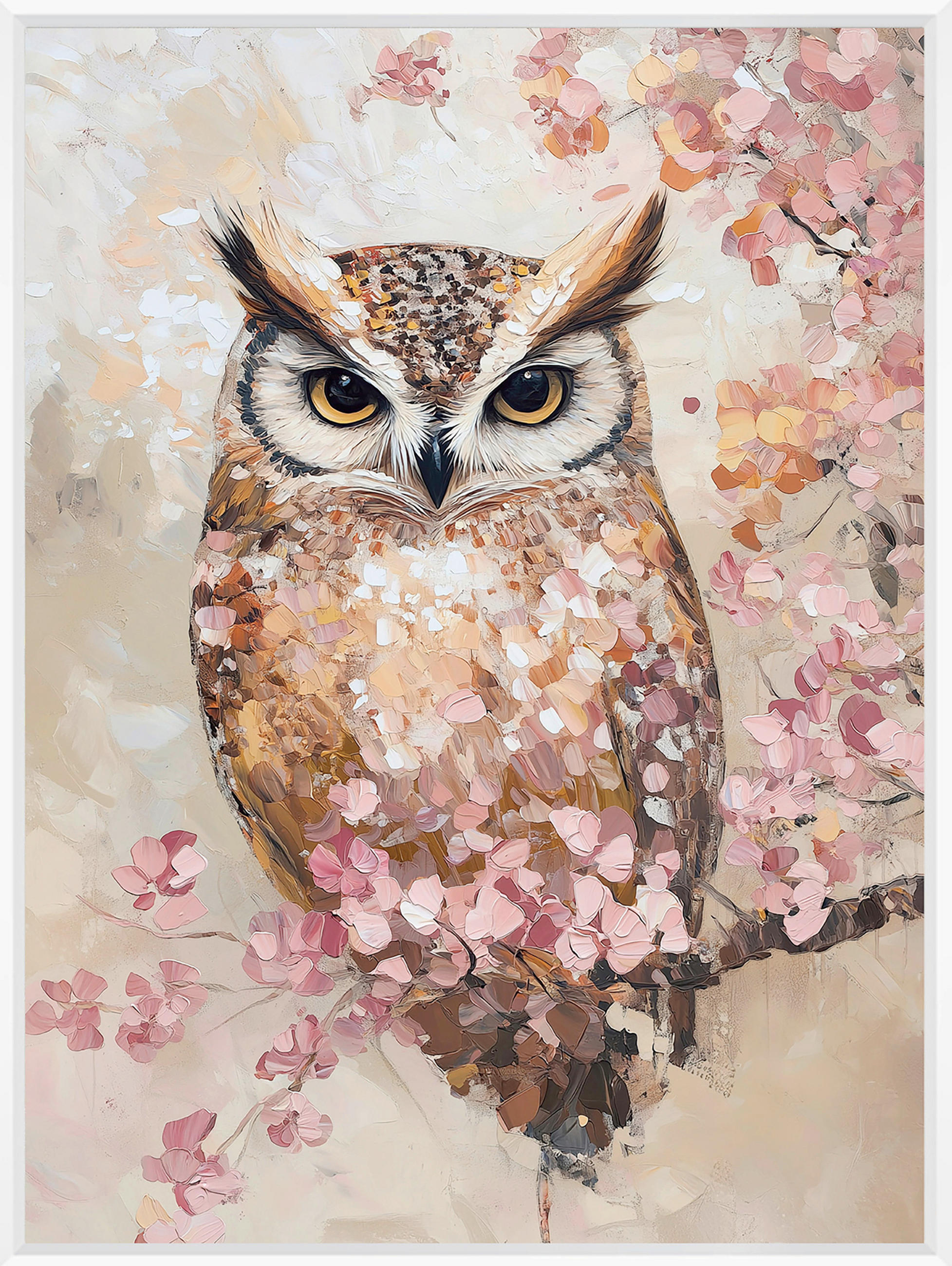 Euroart Metallbild Owl With Flowers Mehrfarbig 60x80x4 cm