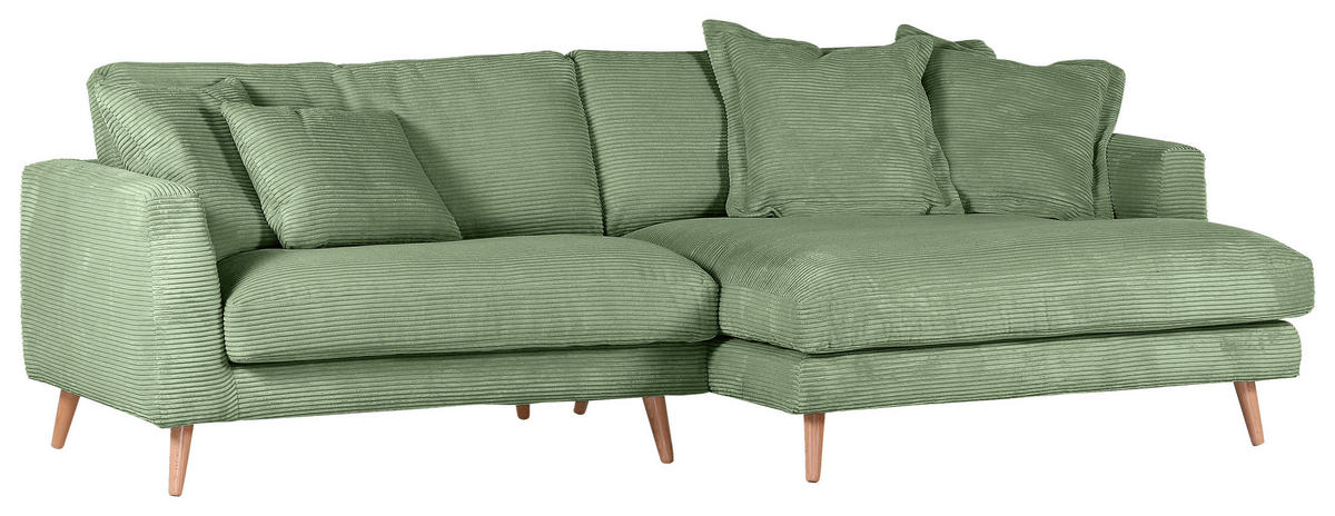 ECKSOFA in Cord Olivgrün  - Naturfarben/Olivgrün, Romantik / Landhaus, Holz/Textil (270/140cm) - Landscape