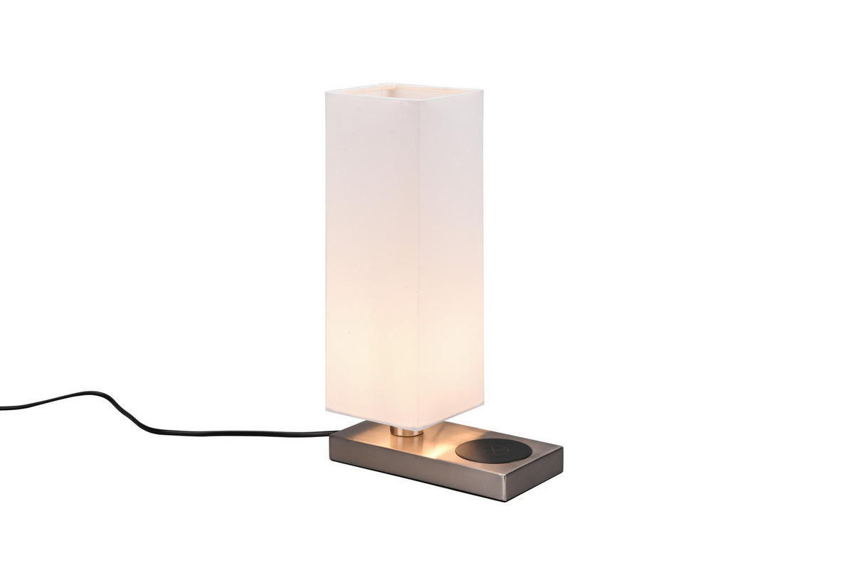 TISCHLEUCHTE 10/20/35 cm   - Weiß/Nickelfarben, Basics, Textil/Metall (10/20/35cm)