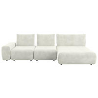 ECKSOFA in Velours Creme  - Creme/Schwarz, Design, Kunststoff/Textil (347/174cm) - Xora
