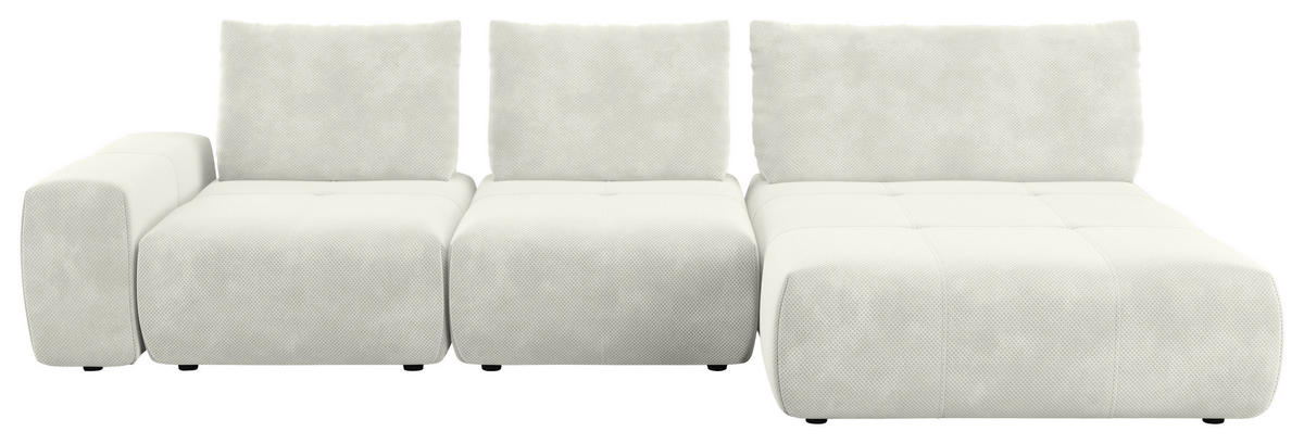 ECKSOFA in Velours Creme  - Creme/Schwarz, Design, Kunststoff/Textil (347/174cm) - Xora