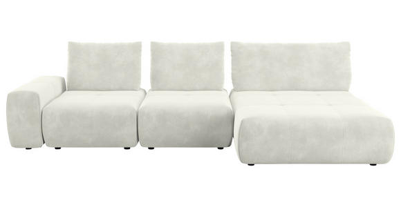 ECKSOFA in Velours Creme 347/174 cm - Creme/Schwarz, Design, Kunststoff/Textil (347/174cm) - Xora
