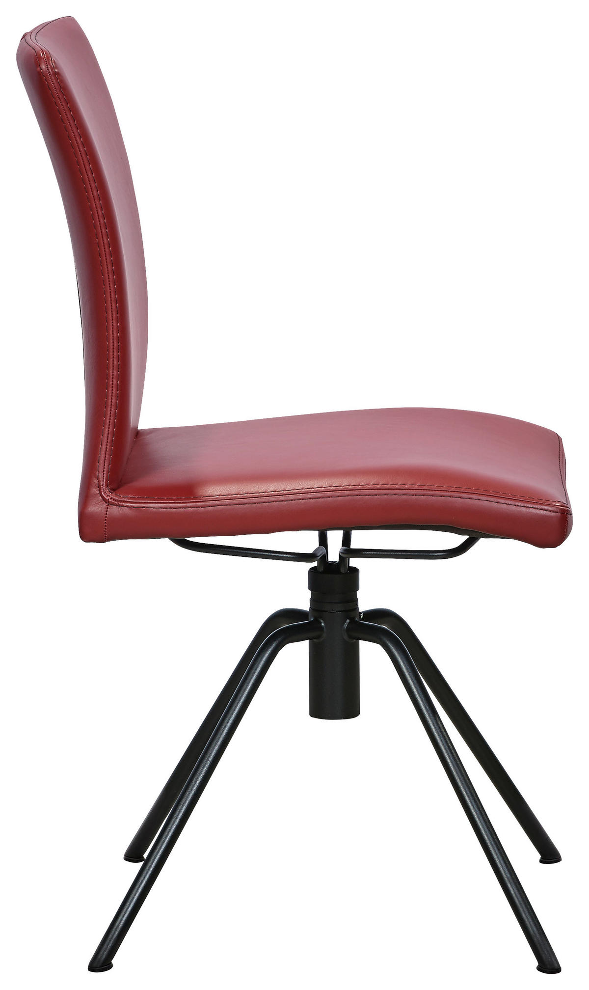 STUHL Echtleder Kirschrot  - Kirschrot/Schwarz, Design, Leder/Metall (52/91/58cm) - Musterring