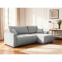 ECKSOFA KIMMY Hellgrau Cord Zierkissen, Rückenkissen, Bettkasten  - Hellgrau/Schwarz, Design, Kunststoff/Textil (233/146cm) - P & B