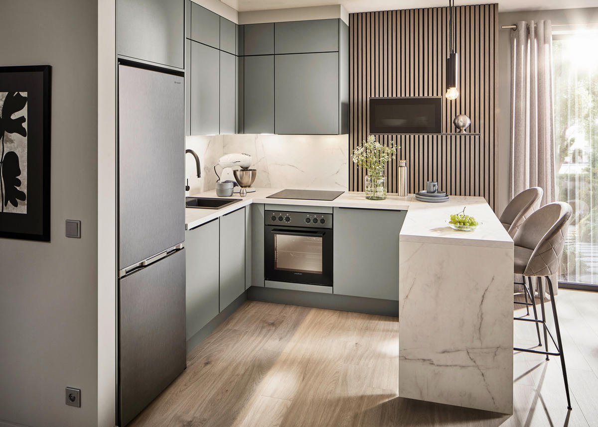 EINBAUKÜCHE   - Grau, Design, Holzwerkstoff - Xora