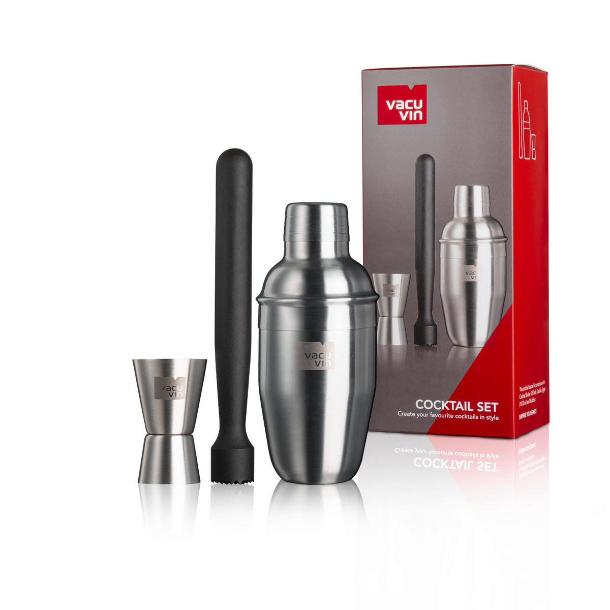 KOKTÉLSZETT - ezüst/fekete, Basics, műanyag/fém (0.3/0cm) - Vacu Vin