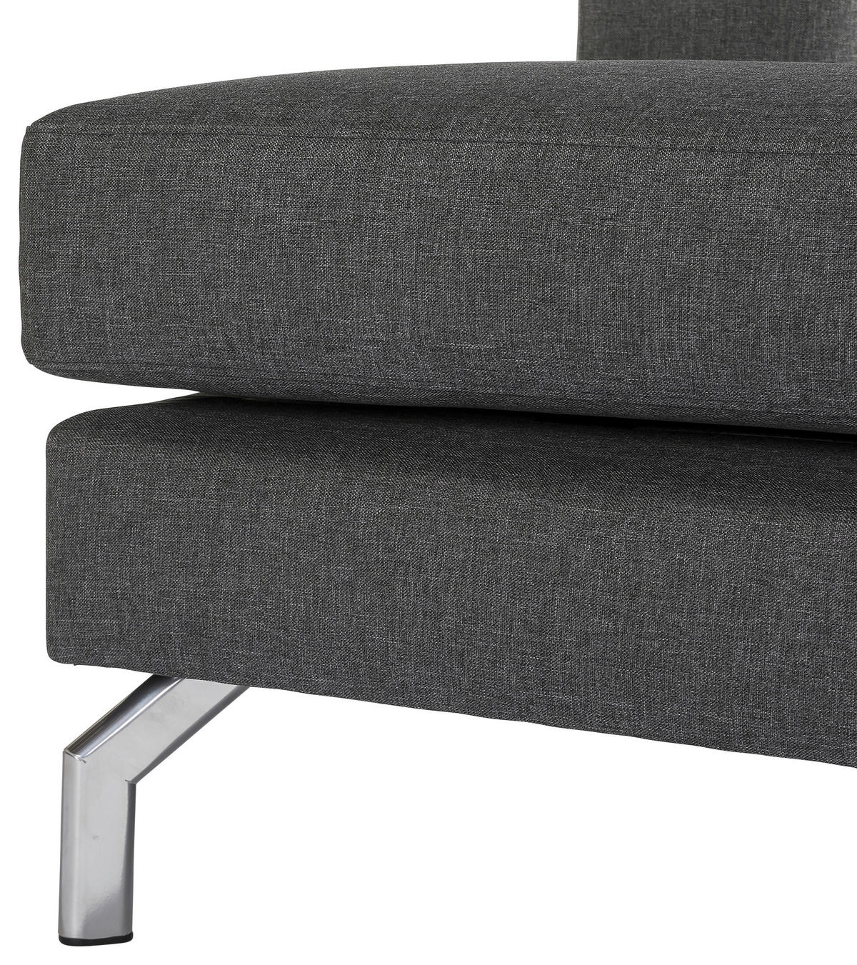ECKSOFA Anthrazit Flachgewebe  - Anthrazit/Silberfarben, Design, Textil/Metall (175/294cm) - Max Winzer