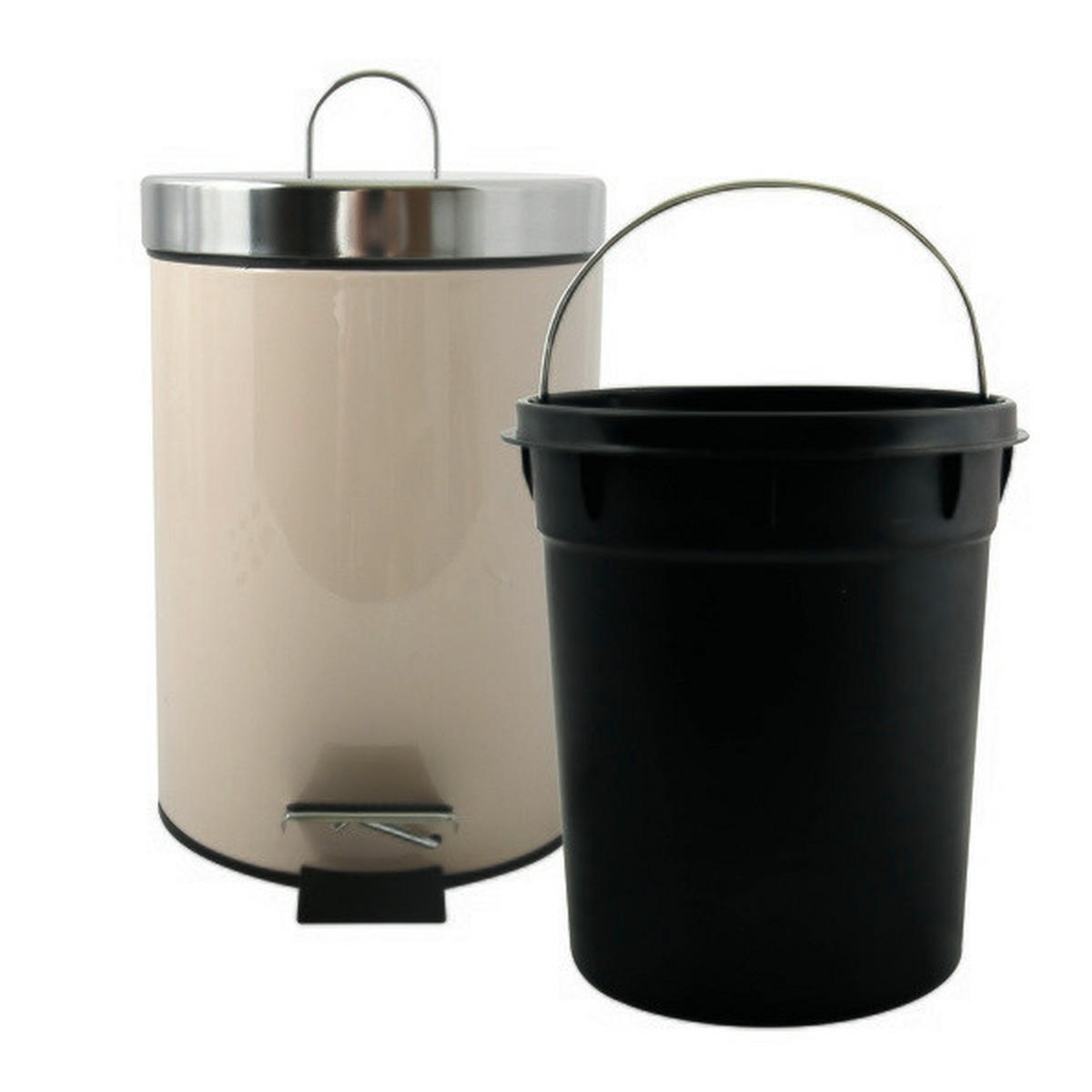 TRETEIMER 3 l  Metall  - Beige/Schwarz, Basics, Kunststoff/Metall (17/25cm) - Spirella